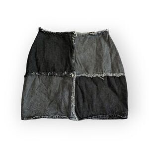 Blue Blush Denim Patchwork Mini Skirt Black Size Small